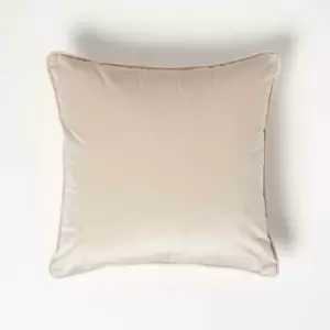 Image of Homescapes - Cream Filled Velvet Cushion with Piped Edge 46 x 46cm - Cream