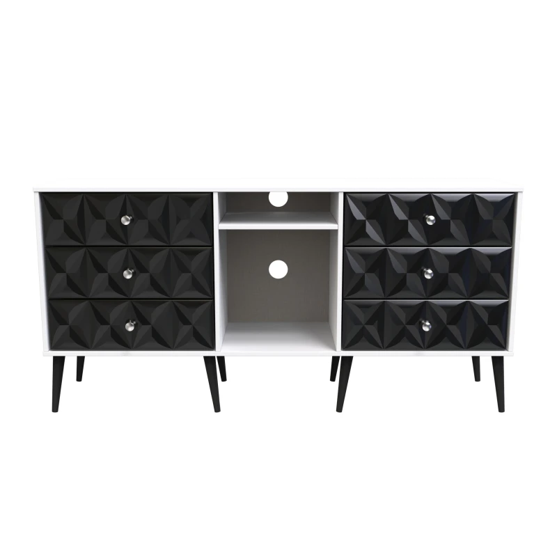 Image of Toledo 6 Drawer Sideboard In Deep Black & White (Ready Assembled)