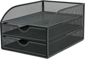 Image of OSCO Graphite Wiremesh Triple Letter Tray with 2 Drawers