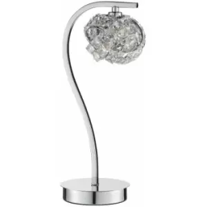 Image of Touch On/Off Table Lamp Chrome & Crystal Glass Knott Shade Pretty Bedside Light