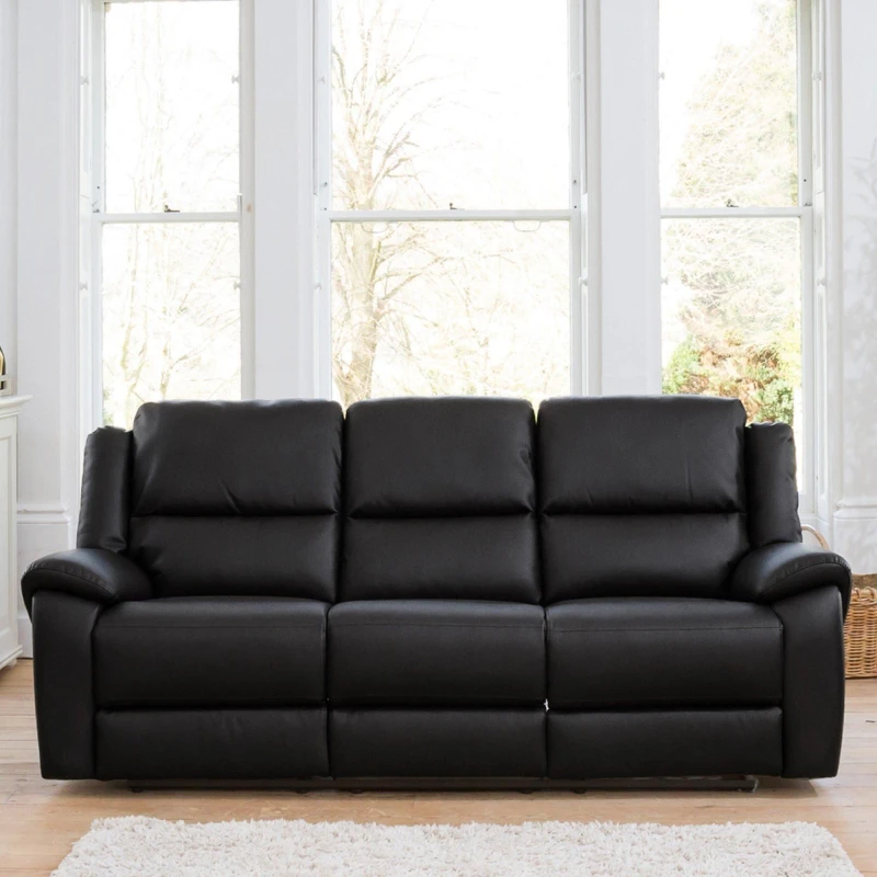 Image of Artemis Home Brookhaven 3 Seat Electric Recliner Sofa in Black Unisex