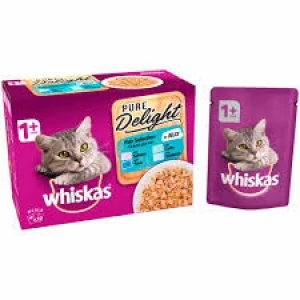 Image of Whiskas 1+ Pure Delight Fishy and Meaty Selection Cat Food 12 x 85g