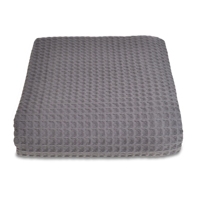 Image of Allure Bath Fashions Luxury Hotel Waffle Throw Blanket Bedspread - 100% Cotton in Dark Grey Size: Small Dark Grey Unisex Small