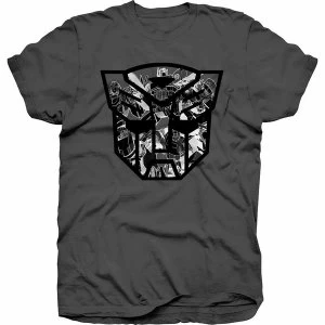 Image of Hasbro - Transformers Autobot Shield Black/White Unisex Small T-Shirt - Grey