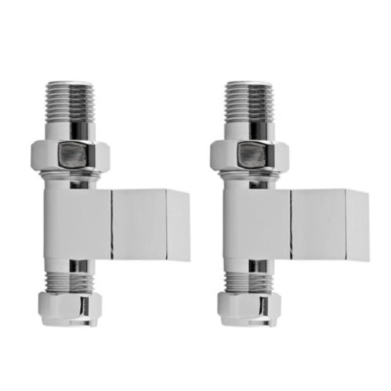 Image of Balterley Straight Square Radiator Valves Sold in Pairs Chrome Silver unisex