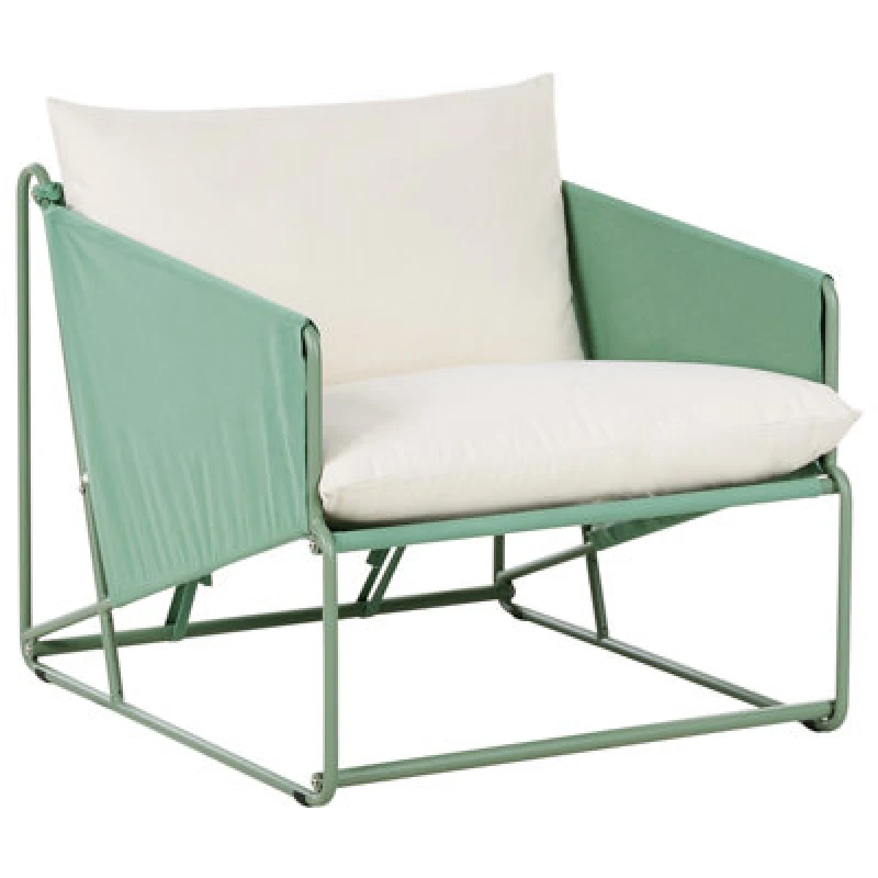 Image of Beliani Garden Chair With Cushion Ponte Metal Green