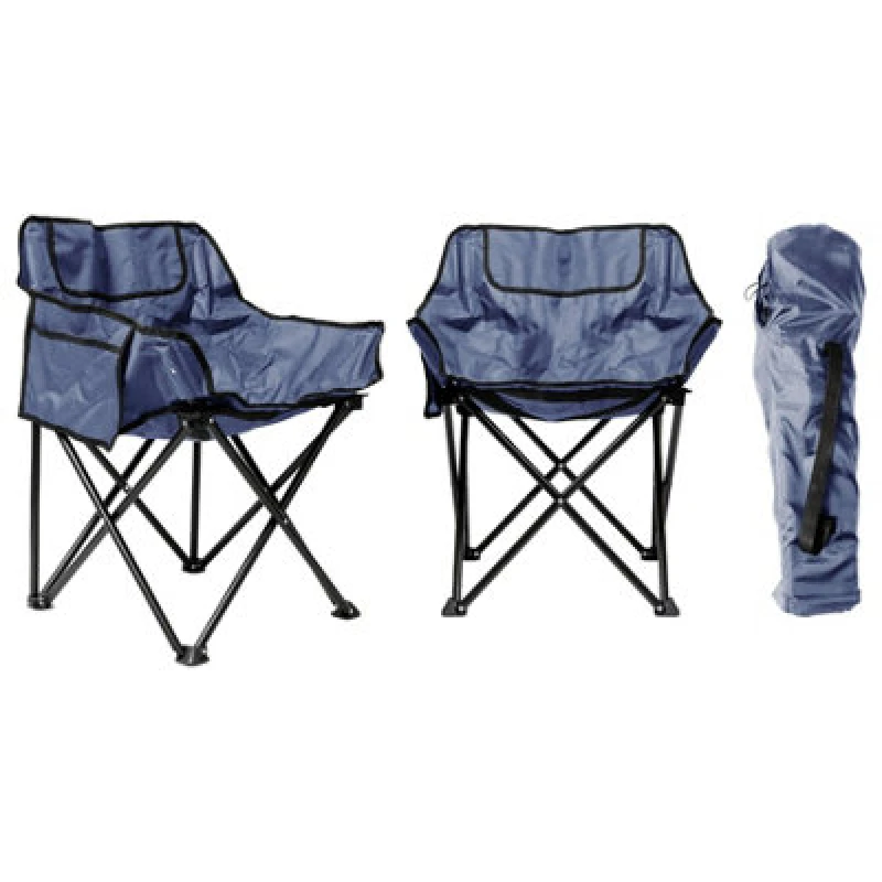 Image of Harbour Housewares Premium Folding Camping Chairs With Pockets & Carry Bag - Navy - Pack Of 2