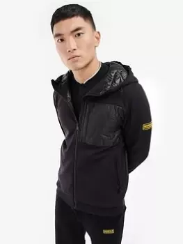 Image of Barbour International Racer Hooded Quilted Zip Thru Sweat, Black, Size S, Men