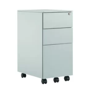Image of First Steel Slimline Under Desk Pedestal 3 Drawer Silver KF98515