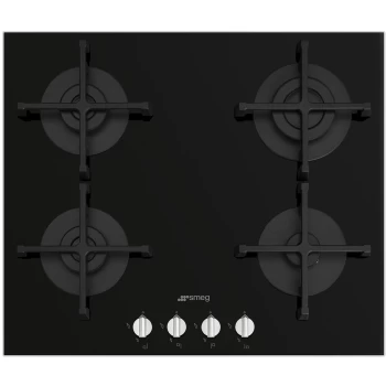 Image of SMEG PV264N Cucina 60cm Four Burner Gas-on-glass Hob - Black