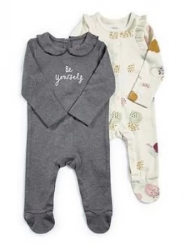 Image of Mamas & Papas Be Yourself Sleepsuit 2 Pack Baby Girls