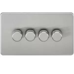 Image of KnightsBridge Screwless 4G 2-way 10-200W (5-150W LED) trailing edge dimmer - Brushed Chrome