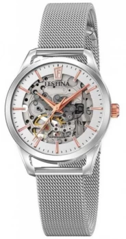 Image of Festina Womens Automatic Skeleton Steel Mesh Bracelet Watch