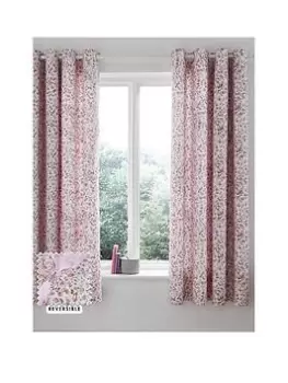 Image of Catherine Lansfield Enchanted Butterfly 66x72 Inch Reversible Eyelet Curtains Pink