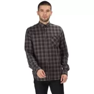Image of Regatta Mens Lazare Long Sleeved Checked Shirt mens Long sleeved Shirt in Grey - Sizes UK S,UK M,UK L