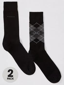 Image of Hugo Boss 2 Pack Soft Cotton Socks Black