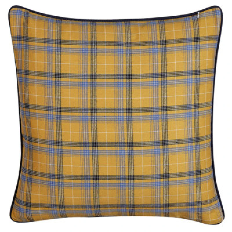 Image of Beliani Throw Cushion Dicentra 45 X 45cm Yellow Checked