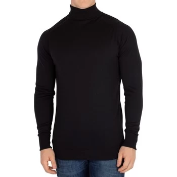 Image of John Smedley Richards Roll Neck Knit mens Sweater in Black - Sizes UK S,UK XL