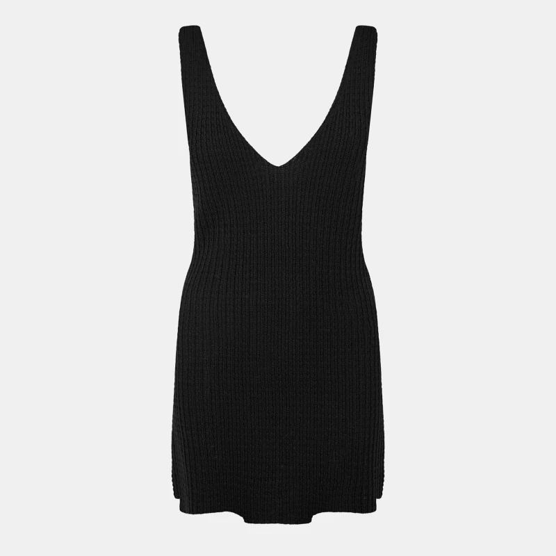 Image of Jack Wills Womens Stitchy V-Neck Mini Knitted Jumper Dress Black female 8 (XS)