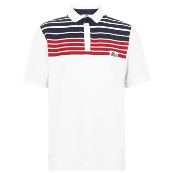 Image of Lonsdale Yarn Dye Stripe Polo Shirt Mens - White/Navy/Red