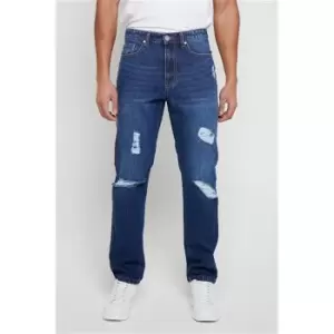 Image of I Saw It First Slim Fit Distressed Jeans - Blue