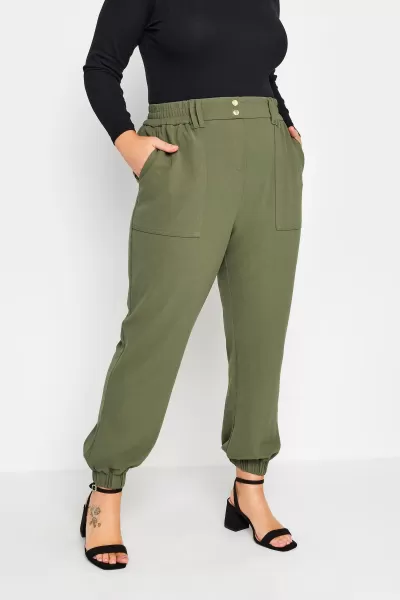 Image of Yours Yours Cargo Scuba Jogger Khaki, Green, Size 22, Women