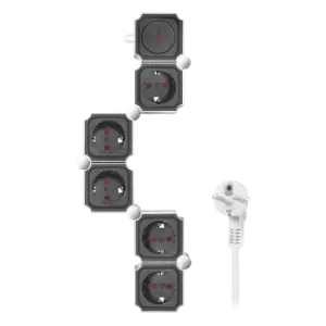 Image of LogiLink Outlet Strip, 5 safety sockets, snake-shaped, white/black