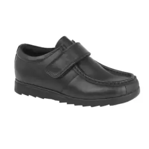 Image of Roamers Boys Leather One Bar School Shoes (6 UK) (Black)