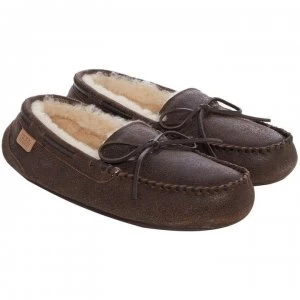 Image of Just Sheepskin Torrington Mocassin Slipper - Dark Brown