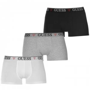Image of Guess 3 Pack Logo Trunks - Blk/Wht/Gry