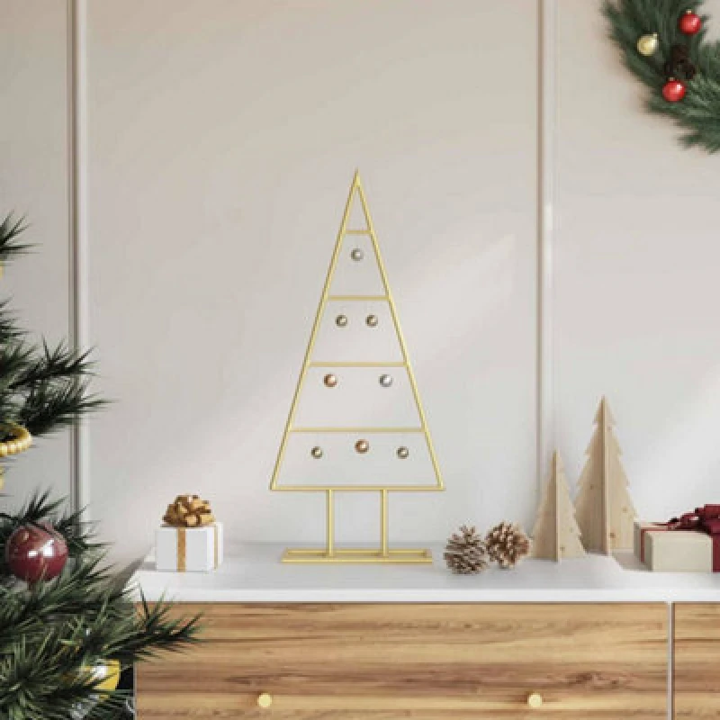 Image of Vidaxl Metal Christmas Tree With Stand Gold 60 Cm Powder-Coated Steel