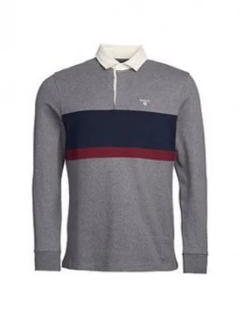 Image of Barbour Weston Panel Rugby Sweat Top - Grey Marl