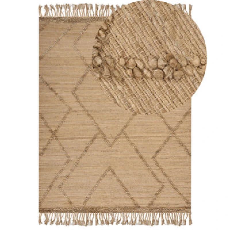 Image of Beliani Rug Handere Beige 160 X 230 Cm Jute