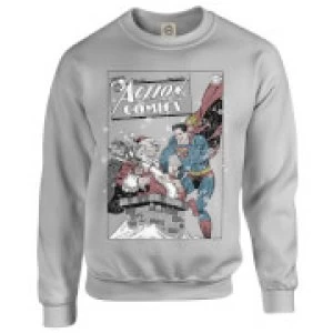 Image of DC Comics Originals Superman Action Comics Grey Christmas Sweatshirt - M - Grey