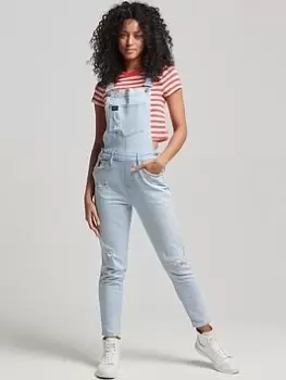 Image of Superdry Slim Taper Dungaree -blue, Blue, Size 8, Women