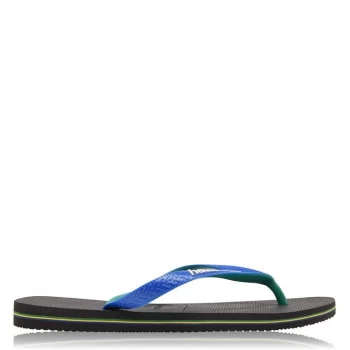 Image of Havaianas Brasil Mix Flip Flops - Black/Blue 3768