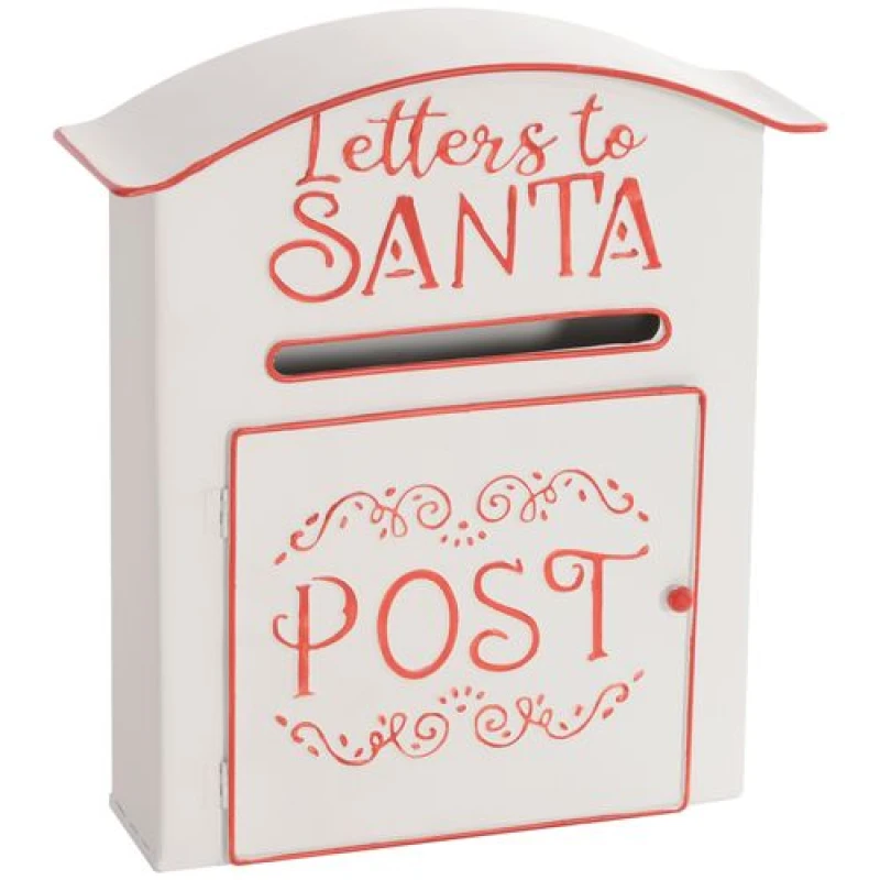 Image of HOMCOM Christmas Post Box Wall Mounted Santa Mailbox for Xmas Decoration White