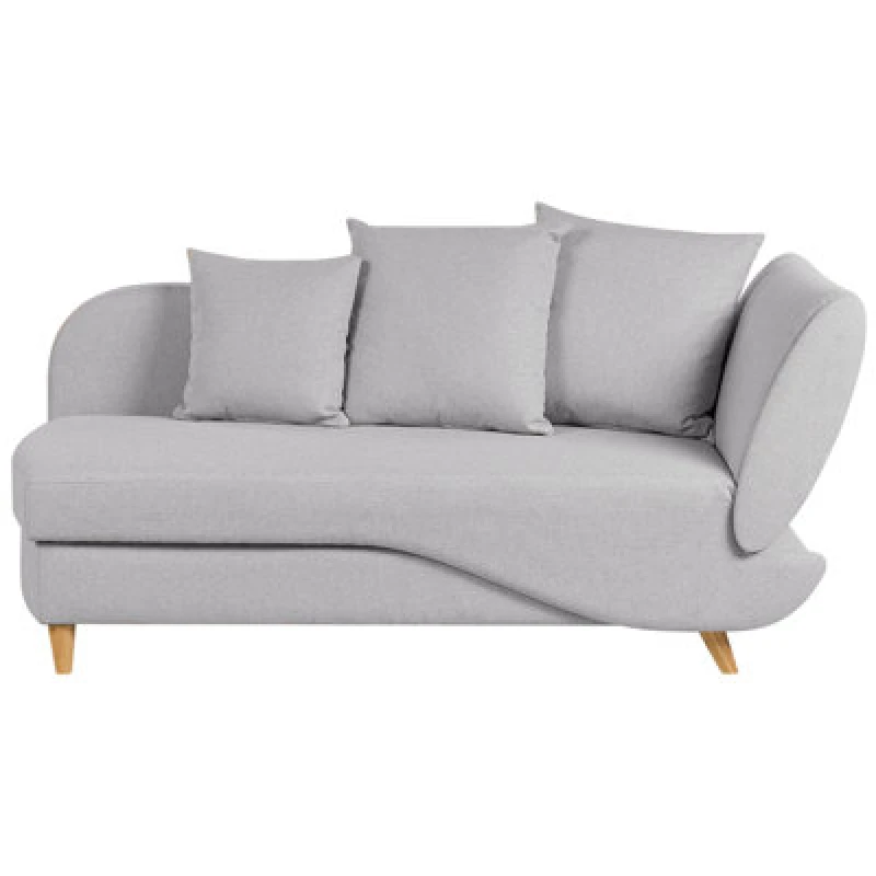 Image of Beliani Right-Hand Chaise Lounge Meri Faux Linen Light Grey With Storage