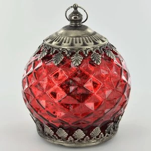 Image of LED Lantern Red Pattern H14.5cm