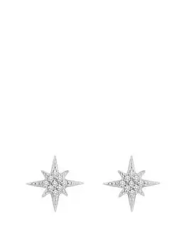 Image of Simply Silver Sterling Silver 925 Cubic Zirconia North Star Stud Earring