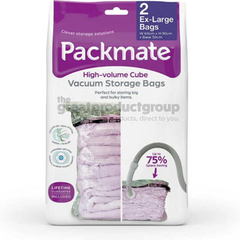 Image of 2Pc Extra Large High Volume Vacuum Storage Bag Set (60X90X30Cm) By Packmate