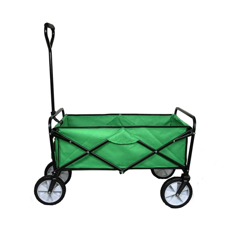 Image of MonsterShop Foldable Green Garden Cart Heavy Duty
