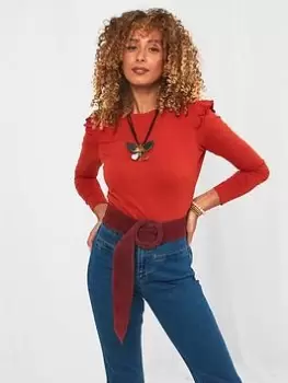 Image of Joe Browns Stunning Ruffle Sleeve Tee -orange, Orange, Size 10, Women