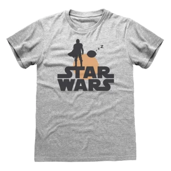 Image of Mandalorian - Silhouette Unisex Small T-Shirt - Grey