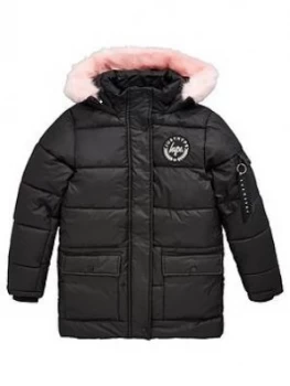 Image of Hype Girls Pink Trim Explorer Jacket - Black