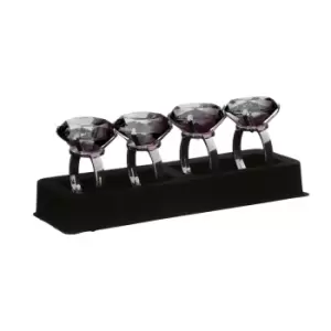 Image of Premier Housewares Set of 4 Napkin Rings - Smoke Grey Diamante/Chrome Finish