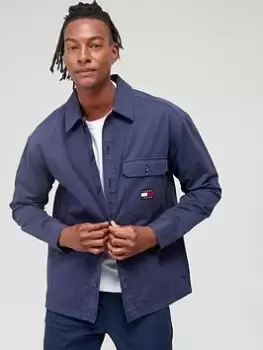 Image of Tommy Jeans Essential Logo Overshirt - Navy, Size 3XL, Men