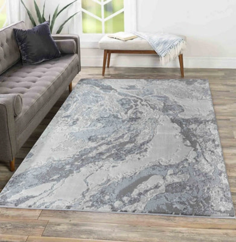 Image of Picasso Modern Waterflow Abstract Area Rugs Silver 120X170 Cm