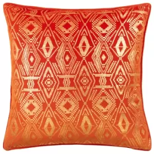 Image of Tayanna Metallic Velvet Cushion Papaya