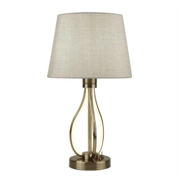 Image of Searchlight Vegas - 1 Light Table Lamp Antique Brass, Grey Shade, E27